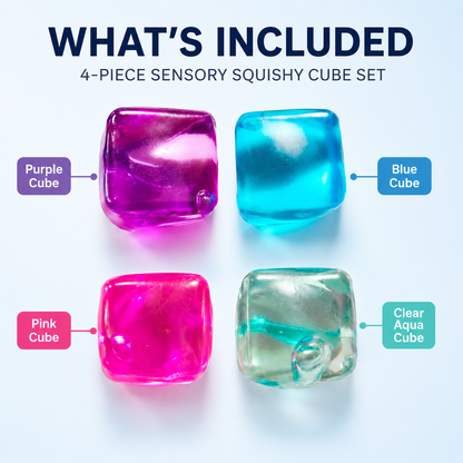 4-Piece Desk Squishy Stress Relief Toy Set - Pink, Purple, Blue & Green