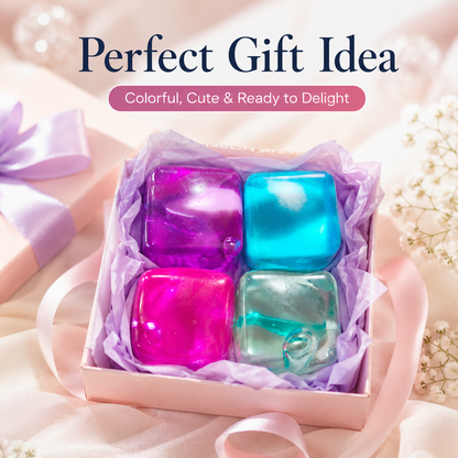 4-Piece Desk Squishy Stress Relief Toy Set - Pink, Purple, Blue & Green